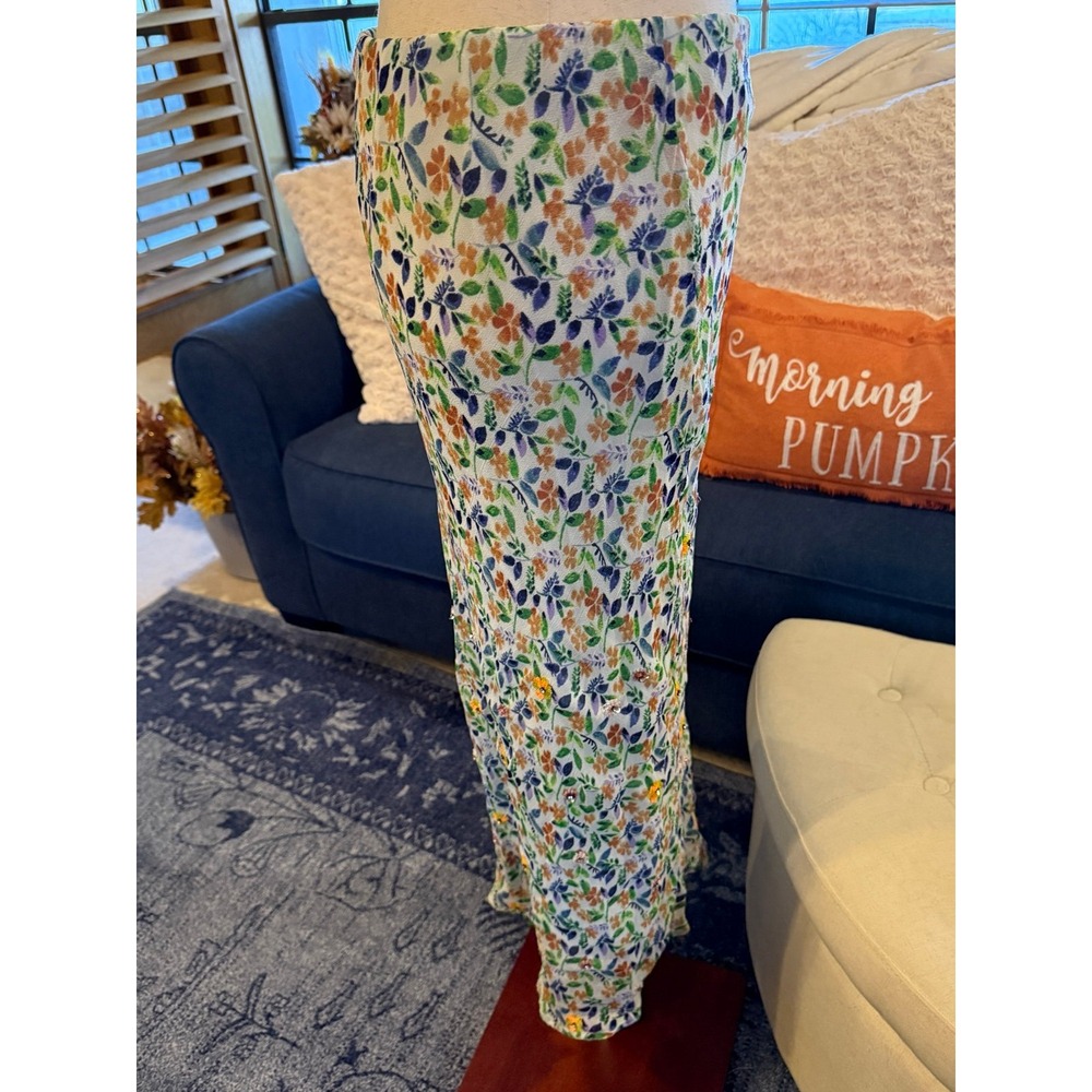 Anthropologie Maeve Floral Rhinestonee Midi Skirt – Size MEDIUM - Picture 8 of 12